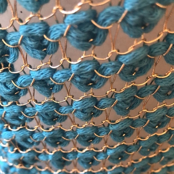 NWT ADORE Turquoise Silver Chain Link Crochet Layering Top Vest Women’s Small - Picture 9 of 16